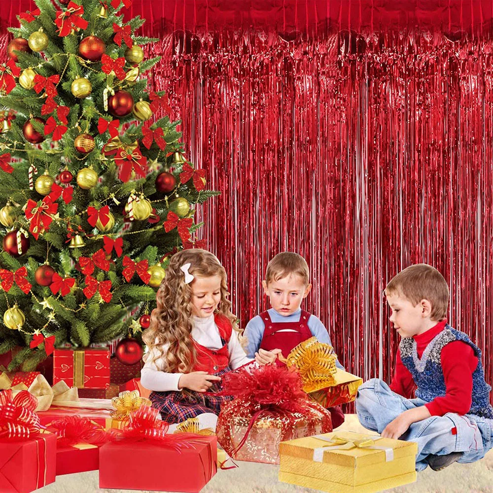 5 Tende Con Frange Oro Per Sfondo Feste – Lamina Metallica 1x2,5 M – Decorazioni Compleanno Matrimonio Natale