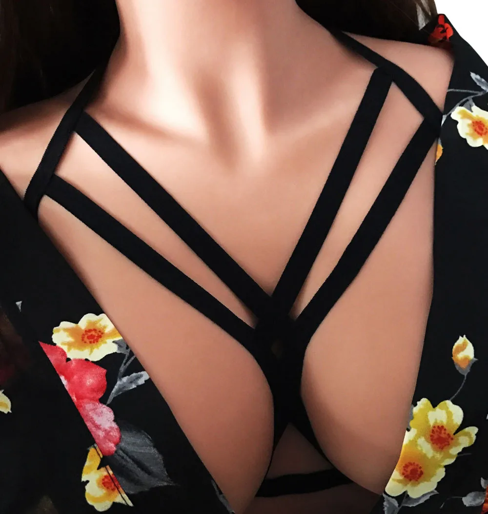 

Hot Sexy Women Harness Bra Fetish Chest Bondage Hollow Strappy Bra Cage Bralette Crop Bustier Tops Ropa interior Wd3