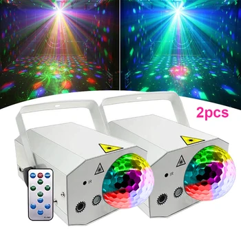 

Remote Control 2pcs Led Stage Strobe Lazer Lighting Magic Ball DJ KTV Projector Party music Mini Laser Light