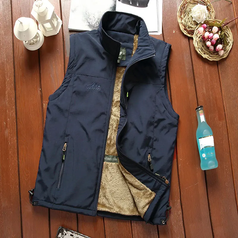 Men's Winter Casual Vest Thick Fleece Lining Vest Adult Plus Size