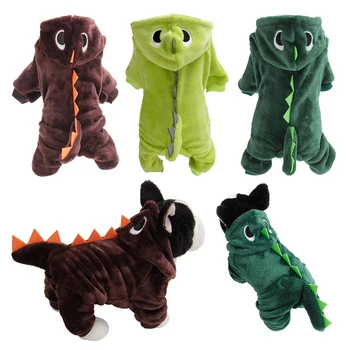 

Party Halloween Decoration Cute Dinosaur Shape Dog Clothes Jumpsuits for Pets Dog Puppy Warm Hoodie Clothes DIY Cosplay Costume
