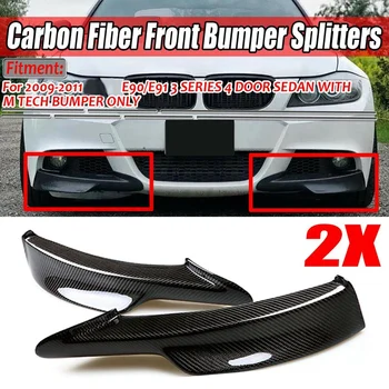 

2X Carbon Fiber Car Front Bumper Lip Splitter For-BMW E90 E91 3 Series 4Dr Sedan M-Tech Bumper Spoiler Diffuser Lip