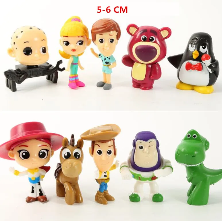 10pcs 5-6cm Игрушка "Дисней" История 4 мультяшная игрушечная фигурка древесный Базз Лайтер Джесси форки кукла Фигурка детский подарок - Color: 10pcs 5-6cm