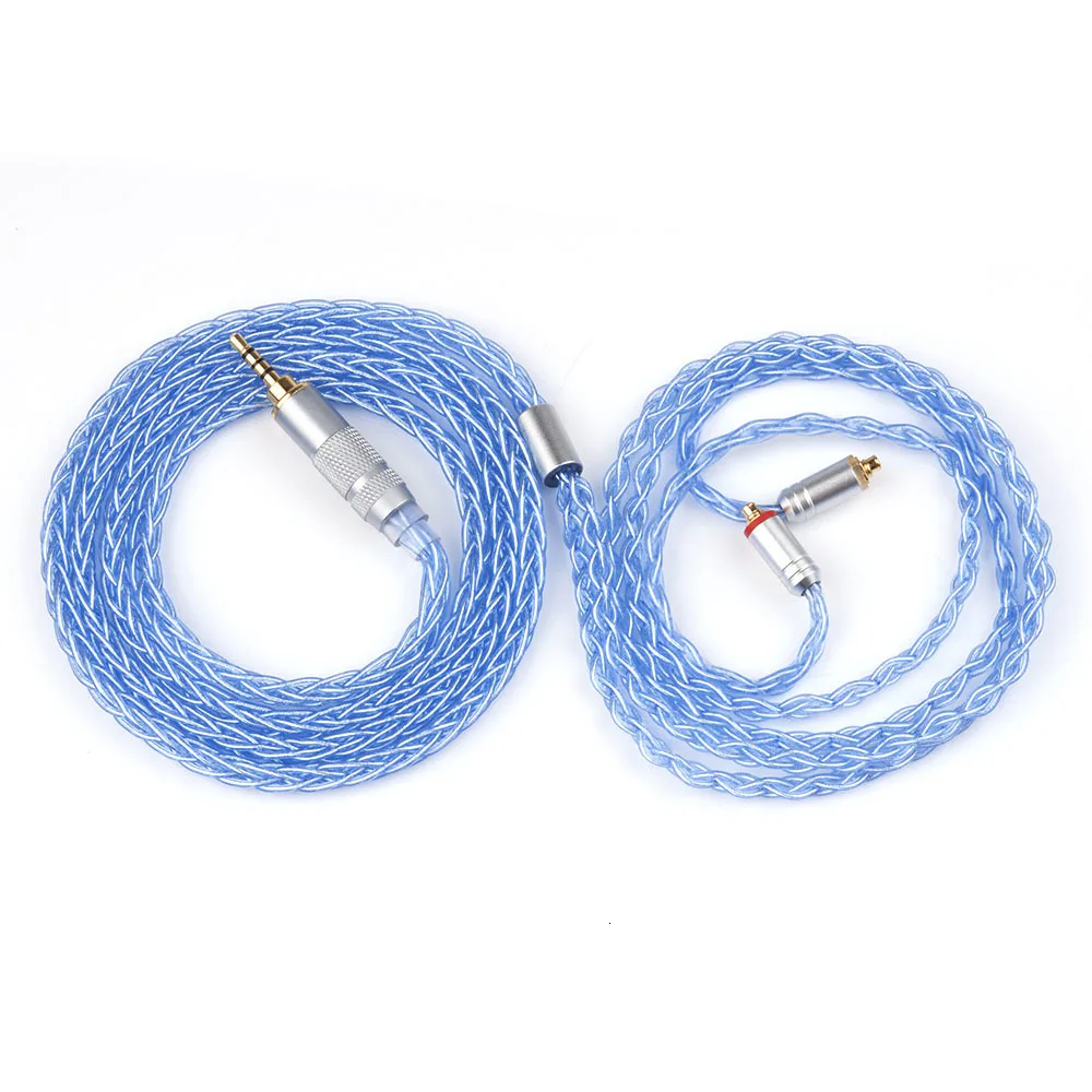 8 Core Silver Plated Cable 2.5/3.5/4.4mm Blue Cable With MMCX/2pin Connector For QT2 LZ A5 Magaosi K5 V20 Sony HQ5 HQ6