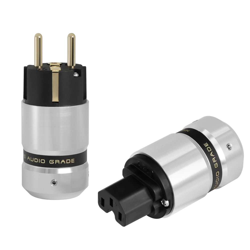 Jammas one pair Rhodium Plated Schuko Power plug Connector for DIY Mains power cable Standard: EU Plug Jammas one pair Rhodium Plated Schuko Power plug Connector for DIY Mains power cable Standard: EU Plug