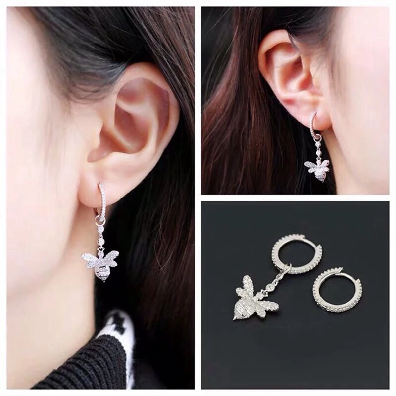 Женские асимметричные серьги каффы из серебра 925 пробы с фианитом|silver stud