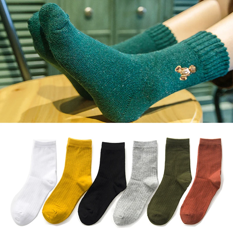 1 пара зимних носков женские толстые теплые цветные коралловые флисовые милые забавные носки женские теплые зимние носки с вышивкой в виде животных