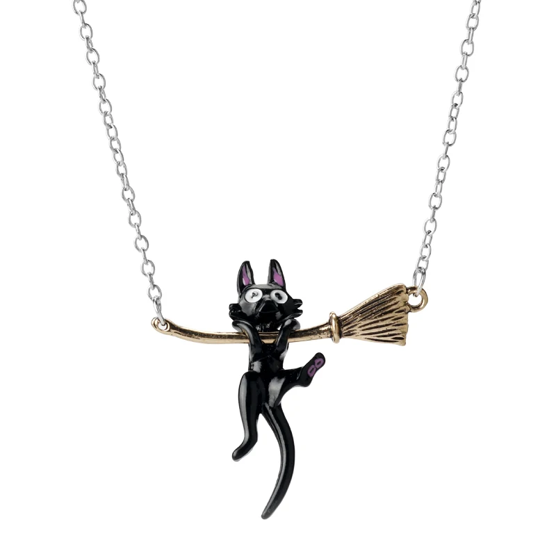 

Kiki's Delivery Service Jewelry Necklace Cartoon Animal Cat Pendant Choker Link Chain Charm Accessories Gift