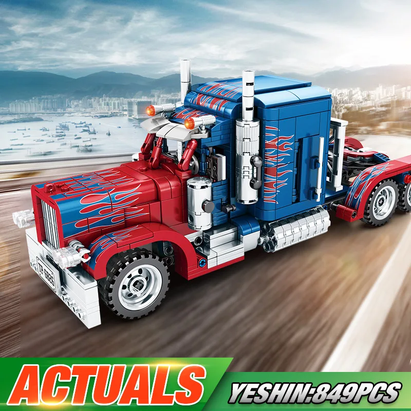 

Yeshin Technic series 701803 849PCS Peterbilt 389 Heavy Container Trucks Building Blocks Set legoing Classic Toys for Children