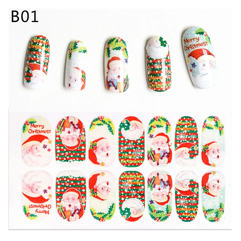 Водные Наклейки для ногтей, наклейки для ногтей, Санта Клаус, Рождественская елка, носки, 3D клей, слайдер для ногтей, маникюр, дизайн ногтей, водяной знак, кончик - Цвет: DS08261