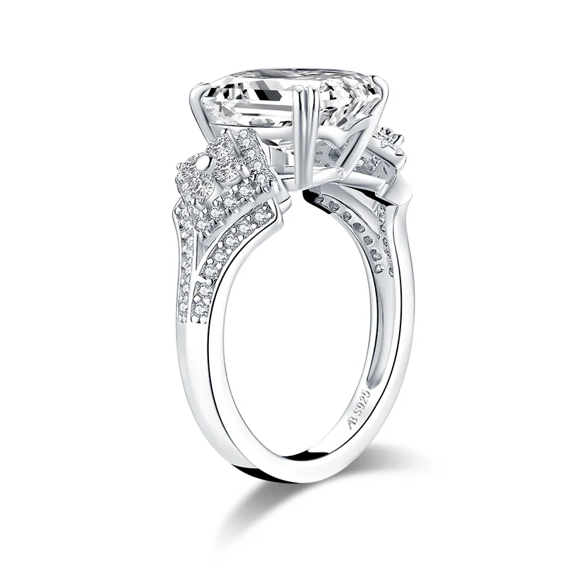 AINUOSHI, роскошное 925 пробы Серебряное 4.0CT кольцо с сияющей огранкой, обручальное кольцо с искусственным бриллиантом, женские серебряные обручальные кольца, ювелирные изделия