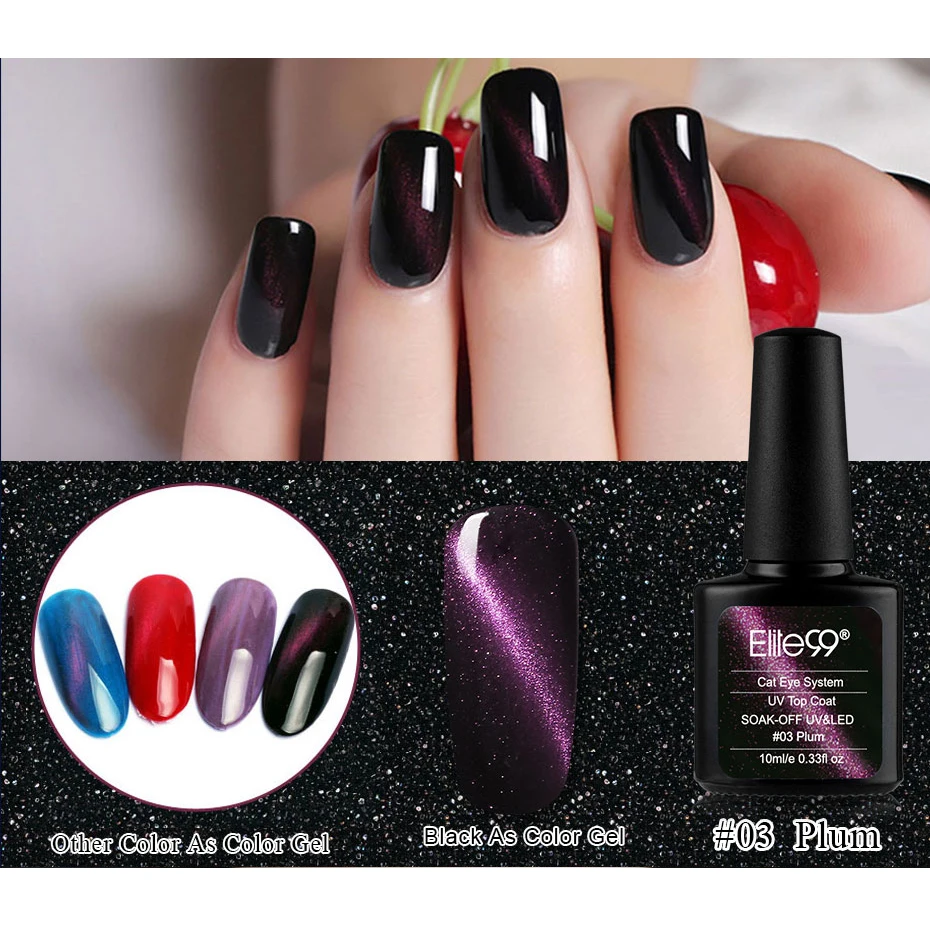 Elite99 10ml 3D Cat Eye Top Coat Soak Off Magnetic Finish Nail Art Gel Polish Semi-Permanent UV Varnish Topcoat | Красота и здоровье