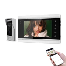 7 pouces Sans Fil WiFi IP Intelligente Interphone Vidéo Système de Porte Avec 1x720P Filaire Sonnette Caméra, Déverrouillage À Distance