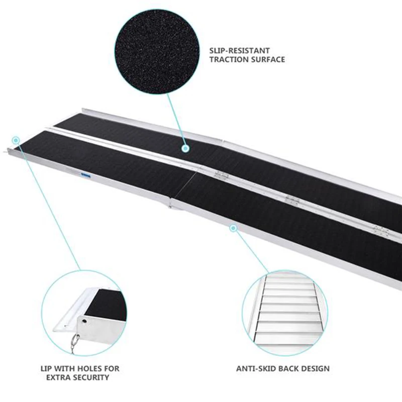 

8FT Four-section Non-Skid Folding Lightweight Aluminum Alloy Wheelchair Scooter Mobility Ramps