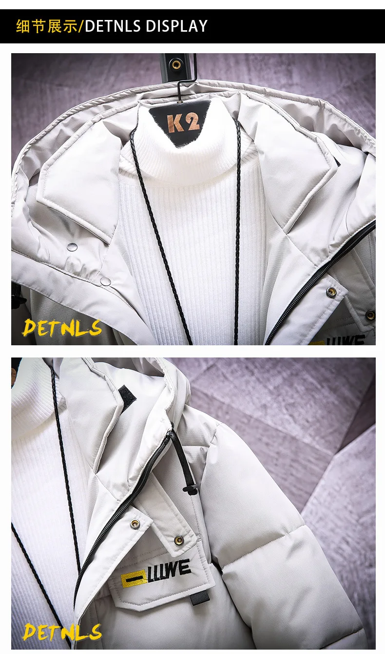 Winter MEN'S Wear Long Sleeve Hooded Thick Workwear Cotton-padded Clothes Fashion Teenager Students Slim Fit Embroidery Warm Cot