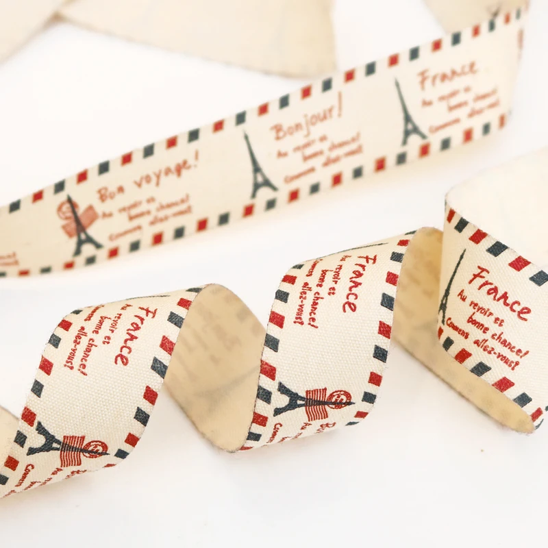 100 метров, 2 см, хлопковая лента с Эйфелевой башней, ручная работа, хлопковые ленты с принтом для вечерние, свадебные украшения, сделай сам, ткань для шитья