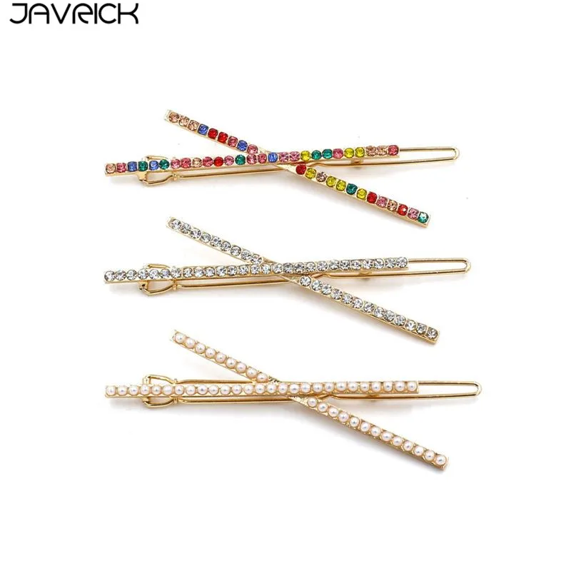 

3Pcs Women X-Type Cross Frog Bobby Pins Colorful Imitation Crystal Jewelry Hair Clip Festival Party Posterior Styling Hairgrip