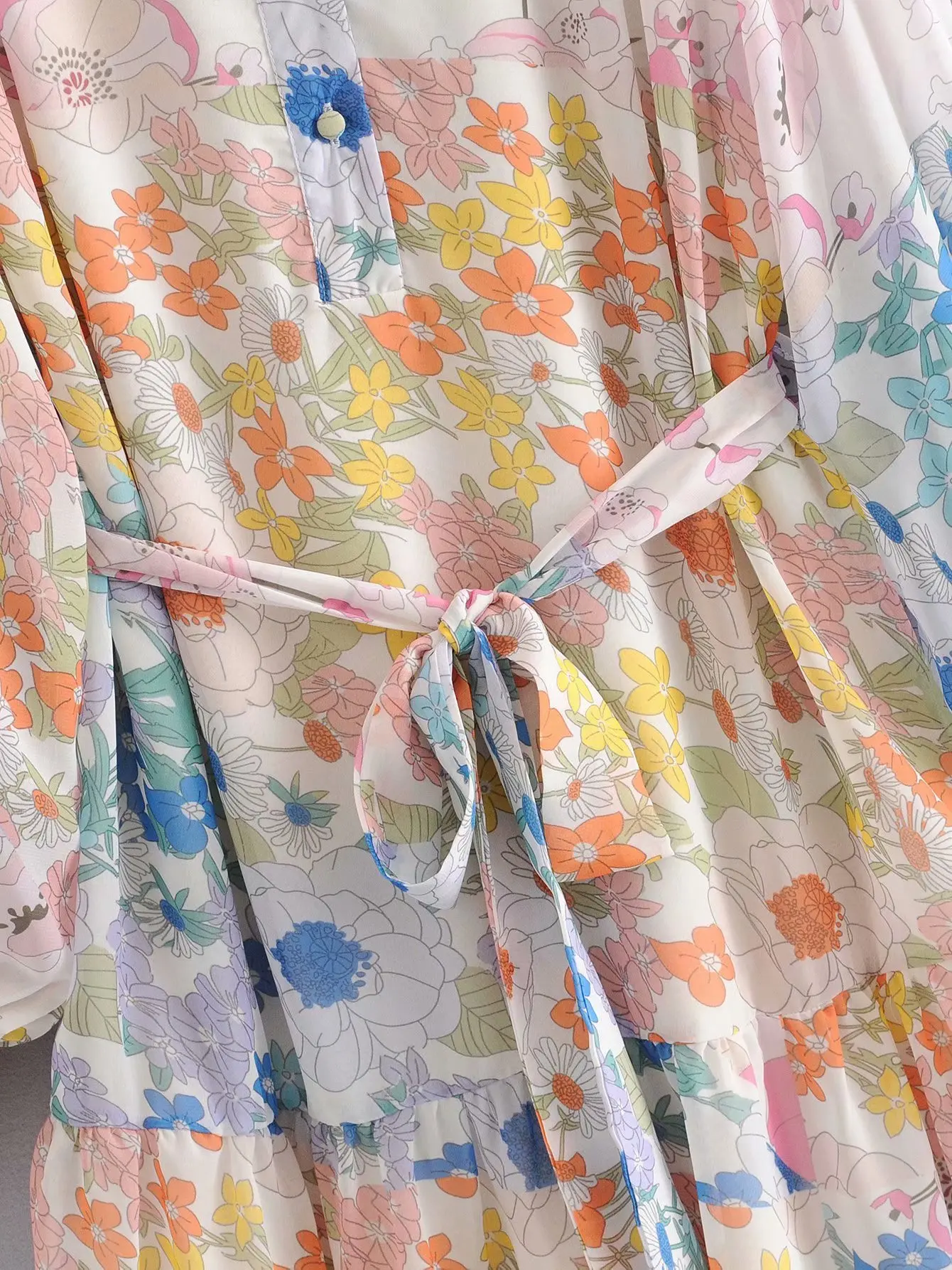 Za 2019 women dress silk floral print fashion ins dress bow sashes draped turn-down collar dresses female vintage vestidos