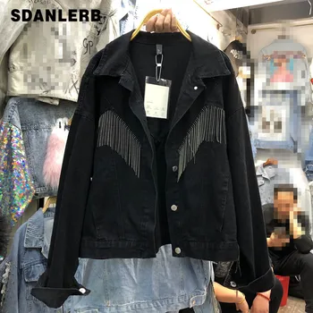 

2020 Spring New BF Wind Fringe Jean Jacket Women Retro Ins Loose-Fit Cropped Denim Jacket Women's Coat Chaqueta Casaco Femme