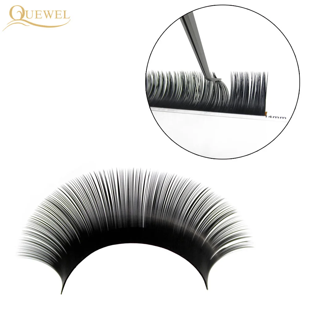 Quewel Eyelash Extension 12 Lines/Tray Silk Cilios Soft Professionals Individual Eye Lash Extensions C/CC/D Curl  False Lashes