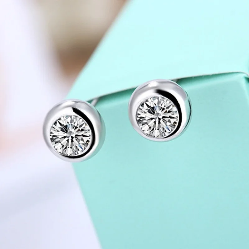 925 Sterling Silver Earrings Stud for Women Solid Silver Jewelry Earrings Bling CZ Zircon Stone Stud Brincos Bridal Wedding