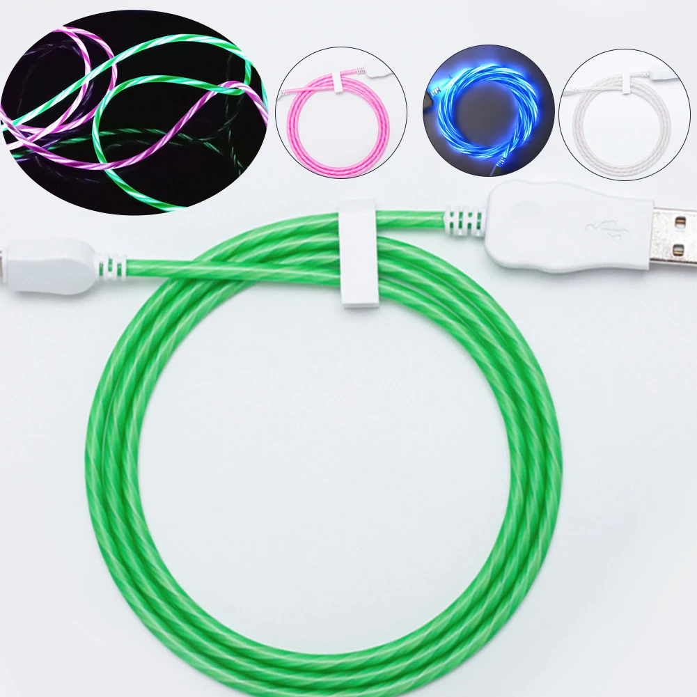 Светодиодный type C/Micro USB/8 контактный кабель для зарядки светящийся струящийся usb-кабель для зарядки