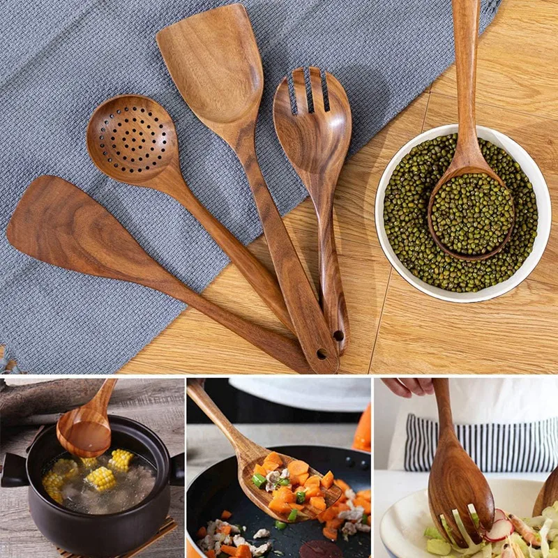Деревянная кухонная утварь для кухни с ведром хранения кухонных инструментов