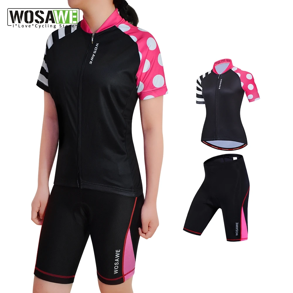 Women's Cycle Clothing Set Ladies Cycling Jersey Top and Padded Bike Shorts Kit