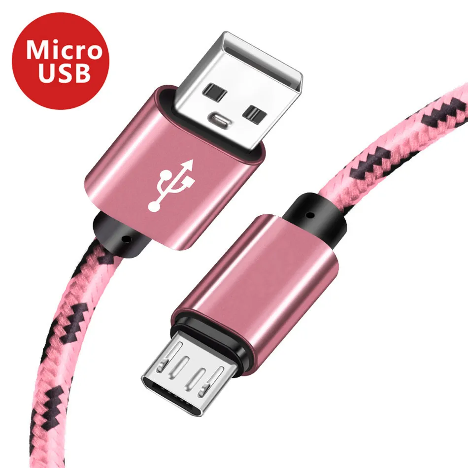 1 м 2 м 3 м кабель Micro USB Быстрая зарядка для Xiaomi Redmi Note 5 Pro Android Мобильный кабель передачи данных телефона для samsung S7 Micro зарядное устройство - Цвет: Pink micro