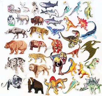 

Iron on patches Antelope, Snake, Bison, Rabbit, Goat, Wolf, Dinosaur, Wild Animal, Embroidered Cloth, Decorative badge
