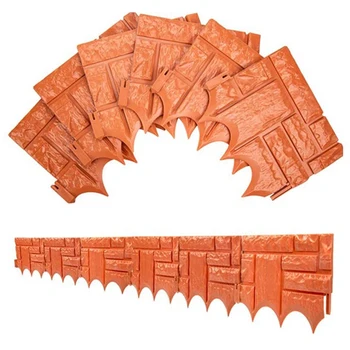 

Garden Plastic Fence Edge, 6 Pieces of Garden Decoration Fence Artificial Landscape Fence Sidewalk 26X23cm (Orange)