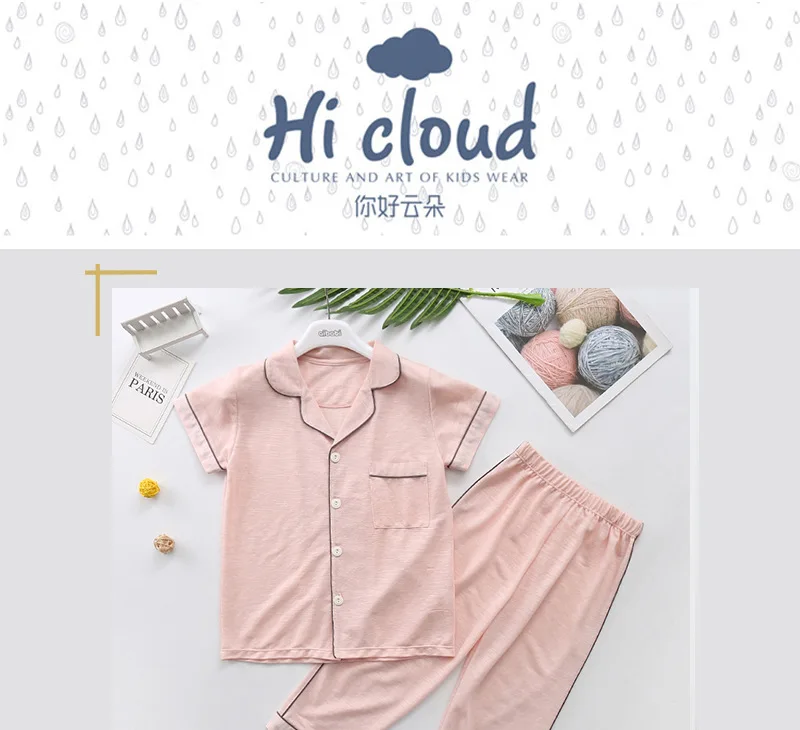 Hello Cloud/детский спортивный костюм; коллекция года; летний хлопковый комплект с короткими рукавами для мальчиков и девочек; комплект из двух предметов