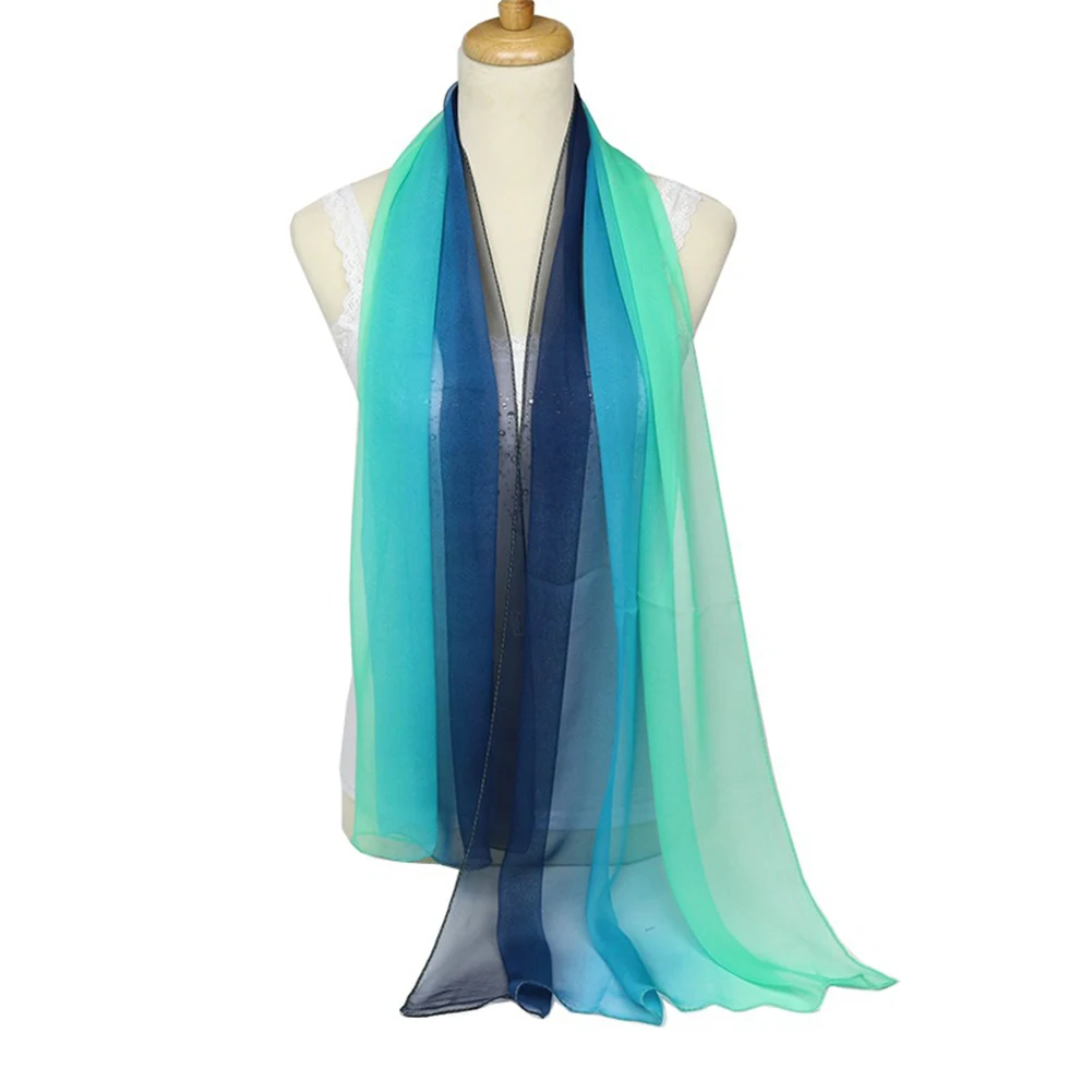 1 PC Lady scarf women Gradient rainbow Color Long Wrap Women's Shawl Scarf foulard  hijab scarf Top sale 3