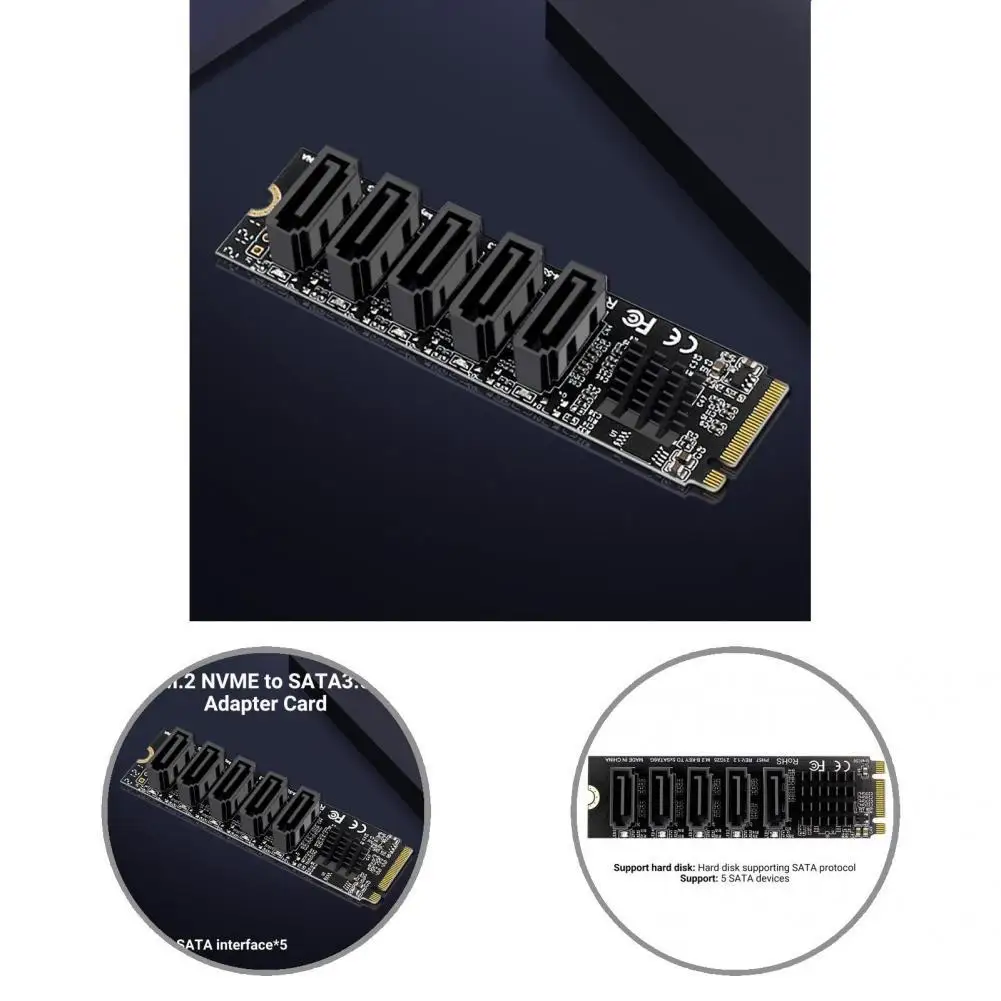 Высококачественная карта-адаптер для жесткого диска M.2 PCIE на SATA 3 5 портов |