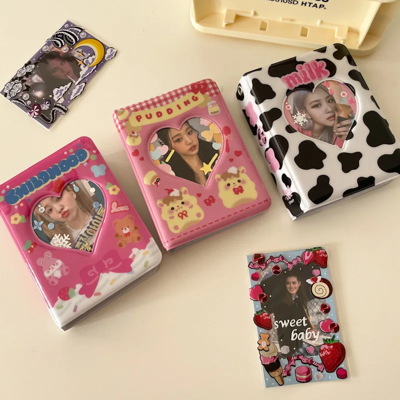 MINKYS Kawaii 3 inch Portable Mini Photocards Collect Book Kpop Double Side Photo Organizer Book Gift School Stationery