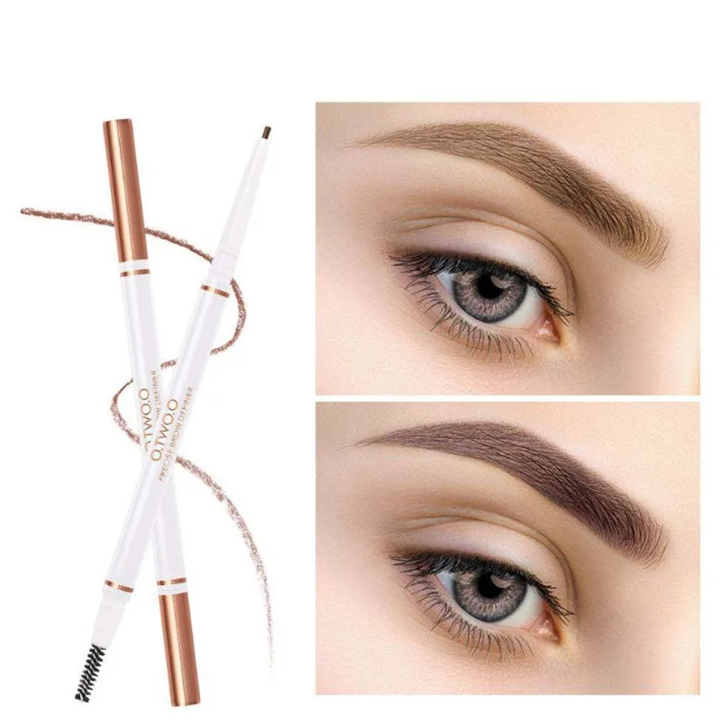 

Double Ended Eyebrow Pencil Waterproof Natural Long Lasting Ultra Fine 1.5mm Eye Brow Tint Cosmetics Brown Color Eye Brush