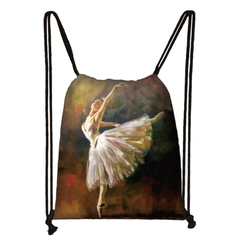 SKD-BL05 Мультфильм балетные танцы девушки drawstring сумка женские модные сумки для хранения подростков девочек рюкзак дети bookbag - Цвет: SKD-BL05