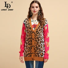 ^^Best Offers LD LINDA DELLA Fashion Runway Autumn Knitting Shirt Women's Deep V-Neck Leopard Printed Elegant Vintage Ladies Cardigans Blouse ^^Best Offers LD LINDA DELLA Fashion Runway Autumn Knitting Shirt Women's Deep V-Neck Leopard Printed Elegant Vintage Ladies Cardigans Blouse