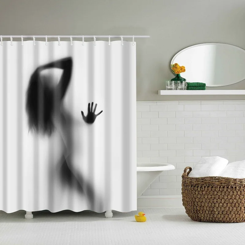 Bathroom Shower Curtains Woman Shadow Curtain Waterprof Polyester Fabric Custom Hooks AA | Дом и сад