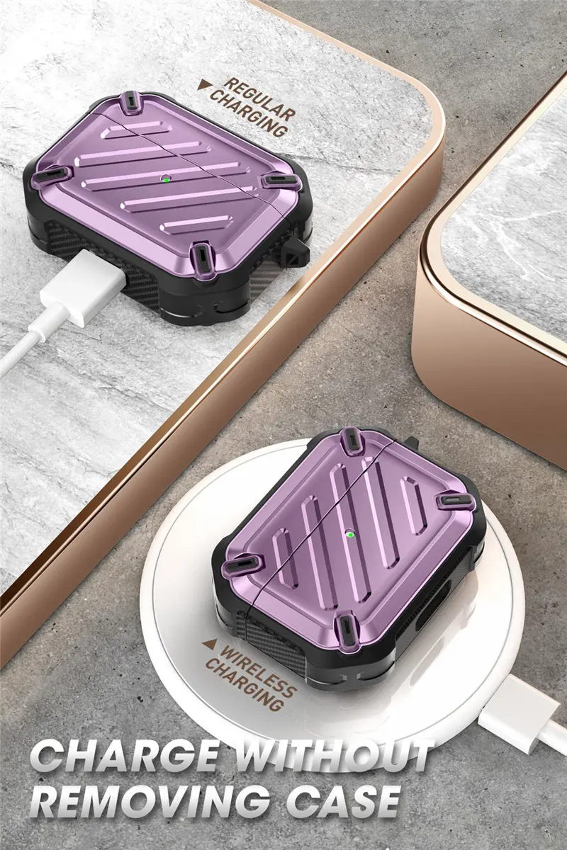 supcase ub pro projetado para airpods pro case capa protetora robusta de corpo inteiro com mosquetão para apple airpods pro