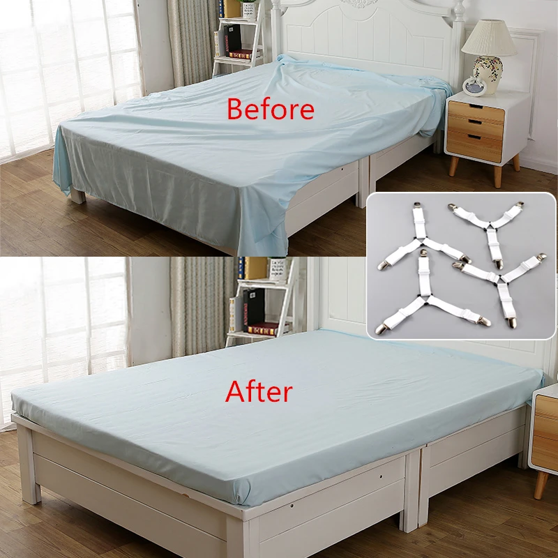 4PCS Bed Sheet Clips Bed Sheet Straps Bed Sheet Holders Slip Resistant