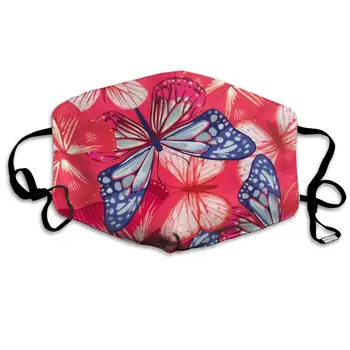 

Butterflies Of Red And Blue Washable Reusable Mask, Cotton Anti Dust Half Face Mouth Mask For Kids Teens Men Women With