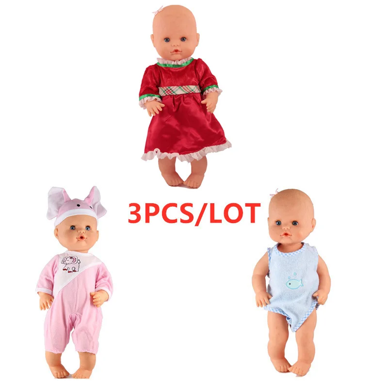 13 дюймовая Одежда для кукол, 35 см, Nenuco Doll Ropa Nenuco y su Hermanita, 1 полосатый наряд, 1 платье с клубничкой, 1 полосатый повседневный наряд - Цвет: 3pcs mixed 6