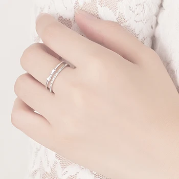 

Simple style silver ring girl 925 sterling silver bow ring opening design adjustable size solid silver ring female charm jewelry