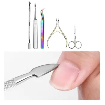 

Portable Manicure Kit Professional Salon Stainless Steel Nail Cuticle Pusher Scissor Tweezer Metal DIY Manicure Art Tools Kits