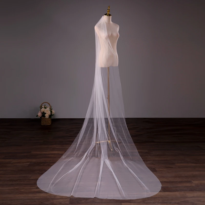 Bridal Veil Soft Tulle 3Meter 5Meter Wedding Veil With Metal Comb Bridal Headwear