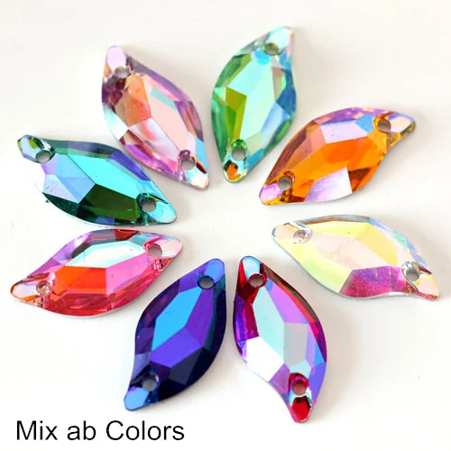 Mixed AB Colors Продвижение 50 шт./упак. лист Форма смолы пришить стразы пришить Кристалл FlatBack Стразы для шитья свадебное платье B2892 - Цвет: Mixed AB Colors