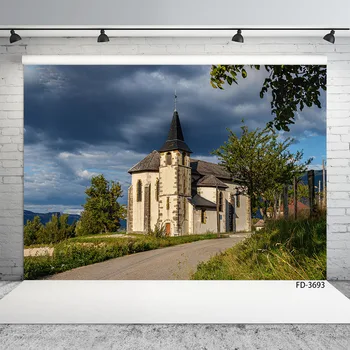 

Baby Child Wedding Photography Castle Church Path Sunset Cloud Sky Tree Beautiful Scenery Backdrop Photo Studio Background Props