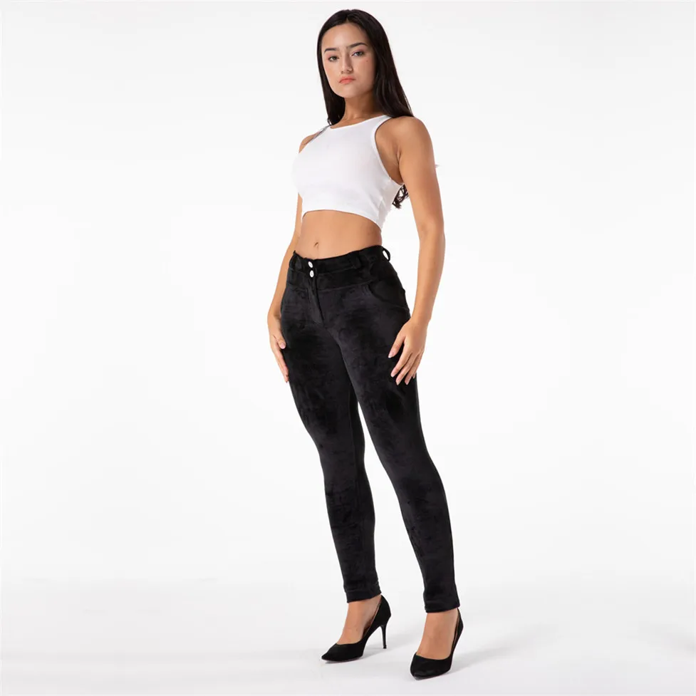 Shascullfites-Calças grossas de veludo feminino, leggings pretas,