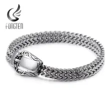 Fongten манжета ремень пряжка Классический браслет для мужчин серебро Нержавеющая сталь сетка цепи браслеты ювелирные изделия